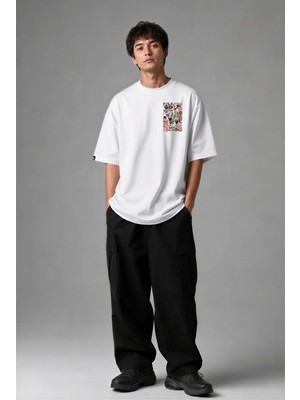 Posh Cabal G03081 Baskılı Oversize Beyaz Erkek T-Shirt