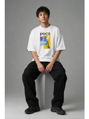 Posh Cabal F03095 Baskılı Oversize Beyaz Erkek T-Shirt