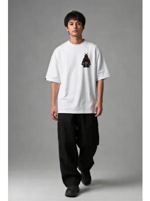 Posh Cabal G02128 Baskılı Oversize Beyaz Erkek T-Shirt