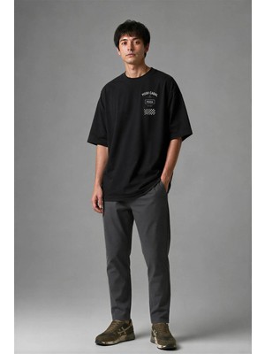 Posh Cabal G01114 Baskılı Oversize Siyah Erkek T-Shirt