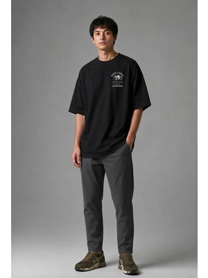 Posh Cabal G01059 Baskılı Oversize Siyah Erkek T-Shirt