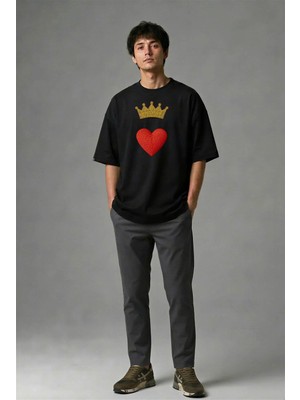 Posh Cabal F02111 Baskılı Oversize Siyah Erkek T-Shirt