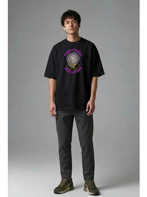 Posh Cabal F02092 Baskılı Oversize Siyah Erkek T-Shirt