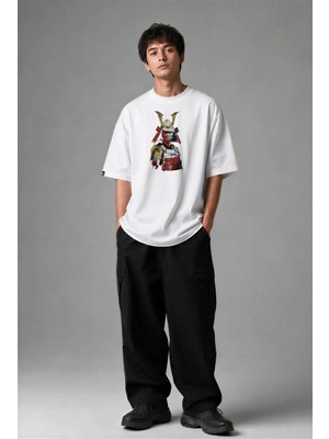 Posh Cabal F02126 Baskılı Oversize Beyaz Erkek T-Shirt