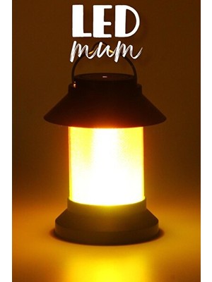Maison Luré Dekoratif Alevli LED Mum Sokak Lambası, Siyah Kulplu Masa ve Gece Lambası