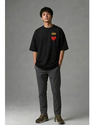 Posh Cabal G02111 Baskılı Oversize Siyah Erkek T-Shirt