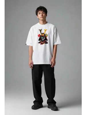 Posh Cabal F02127 Baskılı Oversize Beyaz Erkek T-Shirt