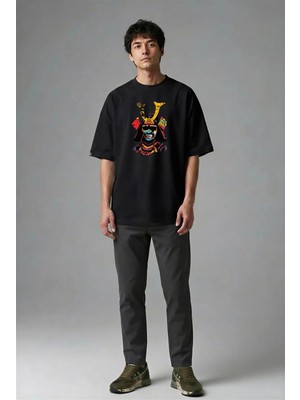 Posh Cabal F02127 Baskılı Oversize Siyah Erkek T-Shirt