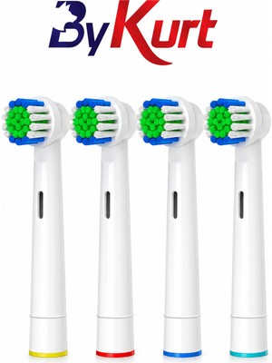 ByKurt Diş Fırçası Başlığı - OralB | Braun Uyumlu - Şarjlı Diş Fırçası Yedek Başlıkları - 4'lü Paket