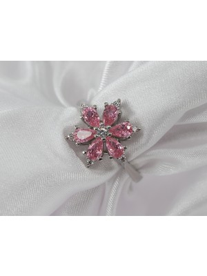 Gezer Kuyumculuk Pembe Lotus Çiçeği Gümüş Yüzük, 925 Ayar Gümüş Yüzük, Lotus Çiçeği Yüzük