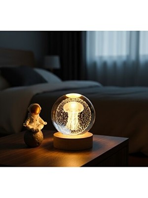 Maison Luré Deniz Anası 3D Lazer Işlemeli Kristal Küre ile Sakinleştirici Atmosfer Masa ve Gece