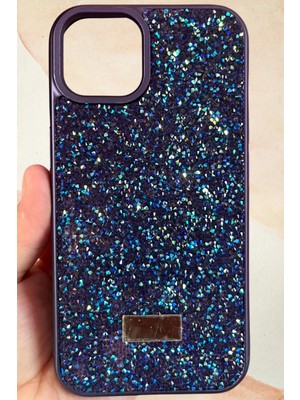 3D Sepetim iPhone 13 / 14 Yıldız Tozu Premium Mor Silikon Kılıf