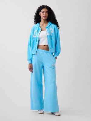 Gap Kadın Açık Mavi Gap Logo Fransız Havlu Kumaş Wide-Leg Jogger Eşofman Altı