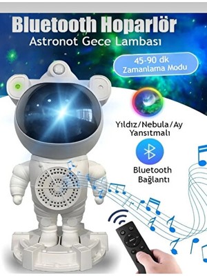 Maison Luré Bluetooth Müzikli Galaksi Projektör, Yıldız ve Samanyolu Işığı Masa ve Gece Lambası