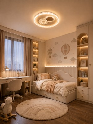 Dolunay Avize Modern LED Çocuk Odası Avizesi | 3 Renk Aydınlatma | Dekoratif Tavan Plafonyeri