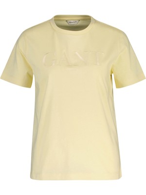 Gant Sarı Bisiklet Yaka Regular Fit Kısa Kollu Kadın T-Shirt
