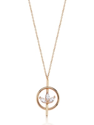 Hamza Yılmaz Jewelry Minimal Lotus Motifli 14 Ayar Rosegold Kadın Kolye