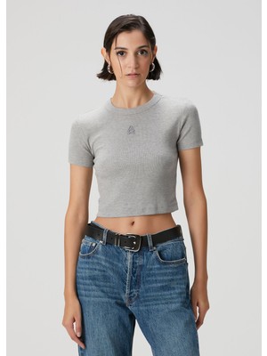 Academia Gri Melanj Ribli Crop T-Shirt