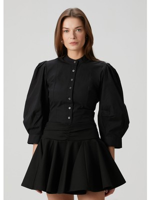 Allsaints Maud Siyah Bağcıklı Gömlek