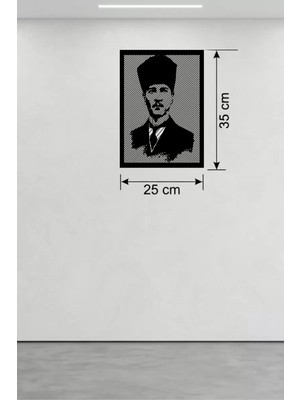 Nacario Mey Ithalat® Atatürk Line Art Metal Görünümlü Ahşap Tablo - Modern Ofis ve Ev Dekoru