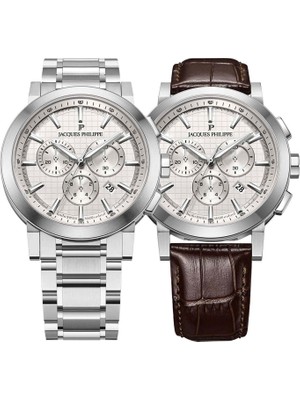 Jacques Philippe JPQGC171326XS Metalik Gri Çelik Erkek Kol Saati ve Yedek Kordon