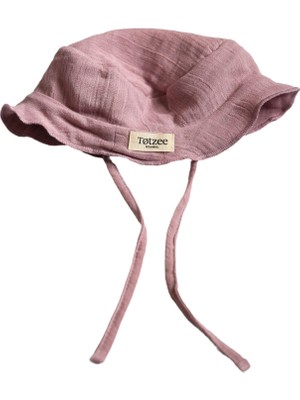 Totzee Lila Müslin Bucket Bağcıklı Kız Bebek Şapka