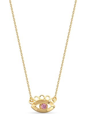 Orena Jewelry Pink Eye 14 Ayar Altın Kadın Kolye