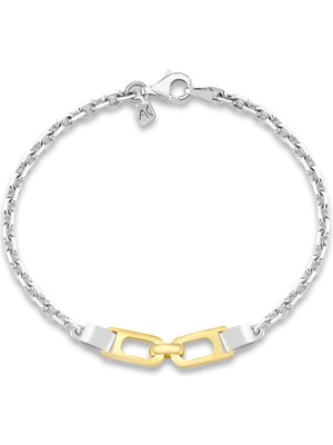Aleyna Cebeci Jewelry Clamp 14 Ayar Altın & 925 Ayar Gümüş Erkek Bileklik