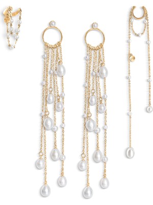 Duo De Larmes Yellow Gold Vermeil On Sterling Silver Kadın Gümüş Küpe