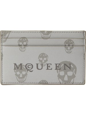 Mcqueen Gri Logo Desenli Erkek Deri Kartlık