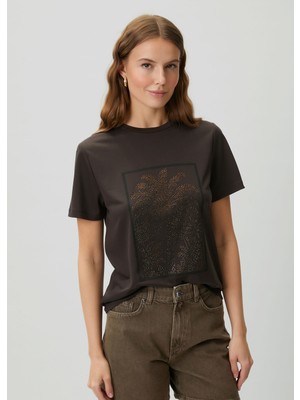  club kahverengi palmiye hotfix viskon t-shirt