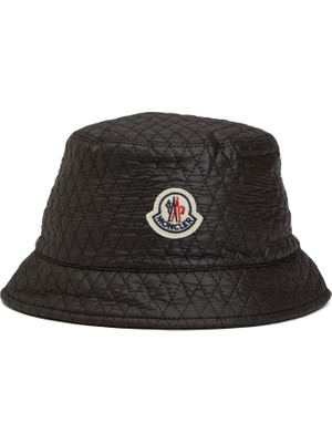 Moncler Siyah Logo Detaylı Kadın Bucket Şapka