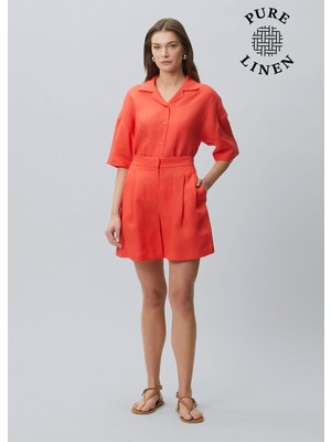  collection nar çiçeği keten şort
