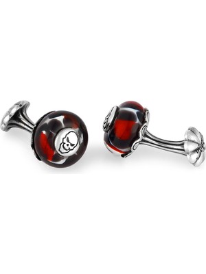 Boga Glass Beads Skull Fx Gümüş Kol Düğmesi