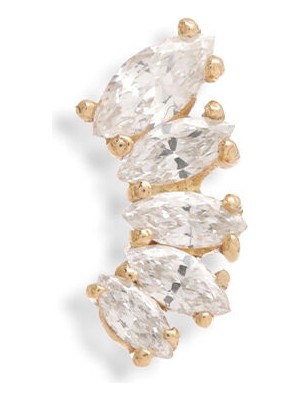 Ginza Design Jewelry Dove Pırlanta Taşlı 14 Ayar Altın Kadın Tek Küpe