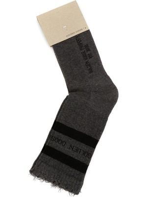 Golden Goose Koyu Gri Logo Jakarlı Erkek Çorap