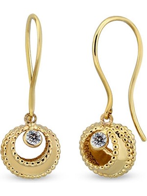 Orena Jewelry Zirkon Sallantılı 14 Ayar Kadın Altın Küpe