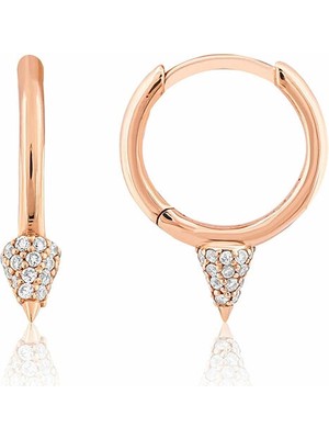 Venta Jewelry Pırlanta Taşlı 14 Ayar Rose Gold Kadın Halka Küpe