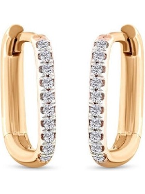 Safir Mücevher Pırlanta 14 Ayar Rose Gold Kadın Ataç Küpe