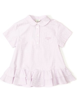 Fendi Lila Monogram Desenli Kız Çocuk Elbise