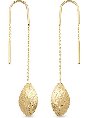 Orena Jewelry Threader Oval 14 Ayar Altın Kadın Küpe