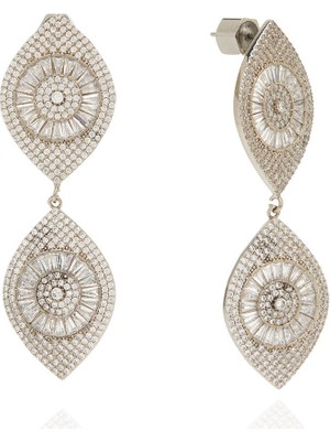  collection silver gözlü formlu taşlı kadın küpe