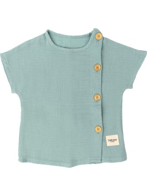 Totzee Camgöbeği Müslin Yandan Düğmeli Kısa Kollu Unisex Bebek Gömlek