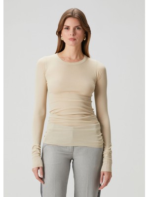 Rick Owens Bej Uzun Kol T-Shirt