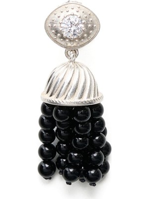 Nackiye Extra Mini Onyx Taşlı Kadın Gümüş Küpe