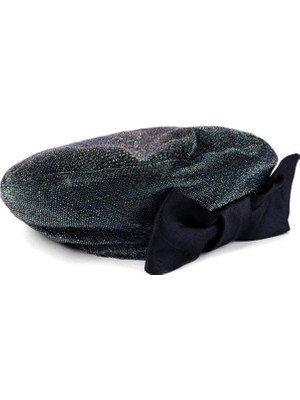 Sibi Hats The Bow And The Hat Lacivert Ipek Fiyonklu Kadın Beret Şapka