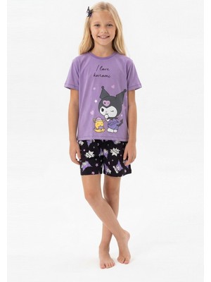 Alkın Kids 8-13 Yaş Kız Çocuk Karakter Baskılı %100 Pamuklu Kısa Kollu Şortlu Pijama Takımı