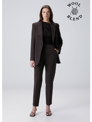  collection kahverengi yün karışımlı pantolon