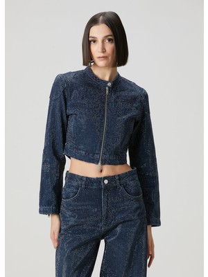Academia Lacivert Taşlı Denim Mont