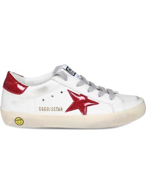 Golden Goose Sstar Beyaz Kırmızı Çocuk Deri Sneaker